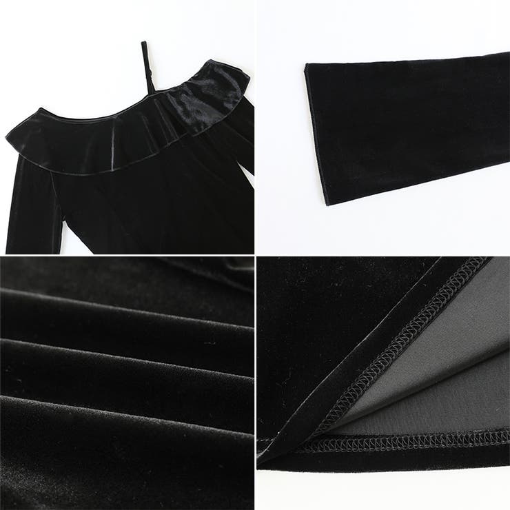 ワンショルフリルベロアトップス オフショルダー ベロアトップス | COCOMOMO | 詳細画像7