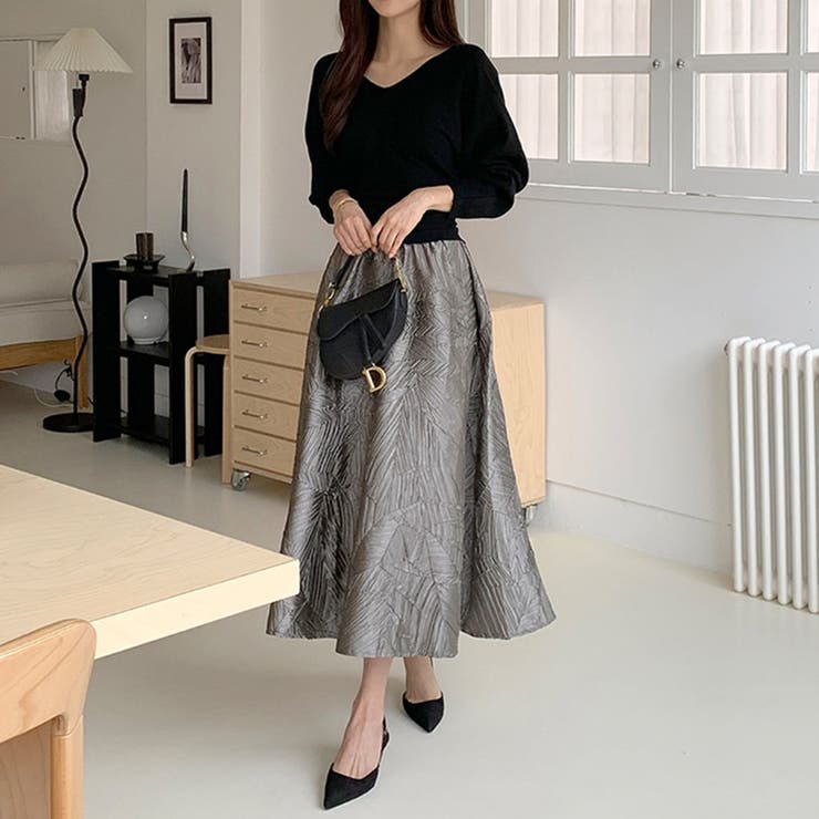 大人上品に着映えるジャガードスカート フレアスカート オフィスカジュアル | COCOMOMO | 詳細画像11 