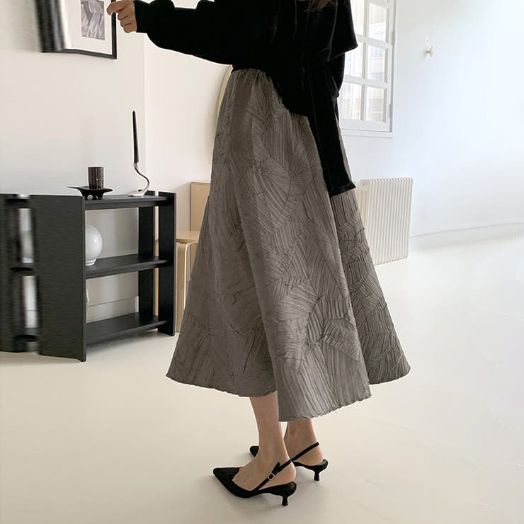 大人上品に着映えるジャガードスカート フレアスカート オフィスカジュアル | COCOMOMO | 詳細画像14 