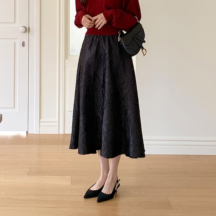 大人上品に着映えるジャガードスカート フレアスカート オフィスカジュアル | COCOMOMO | 詳細画像2 