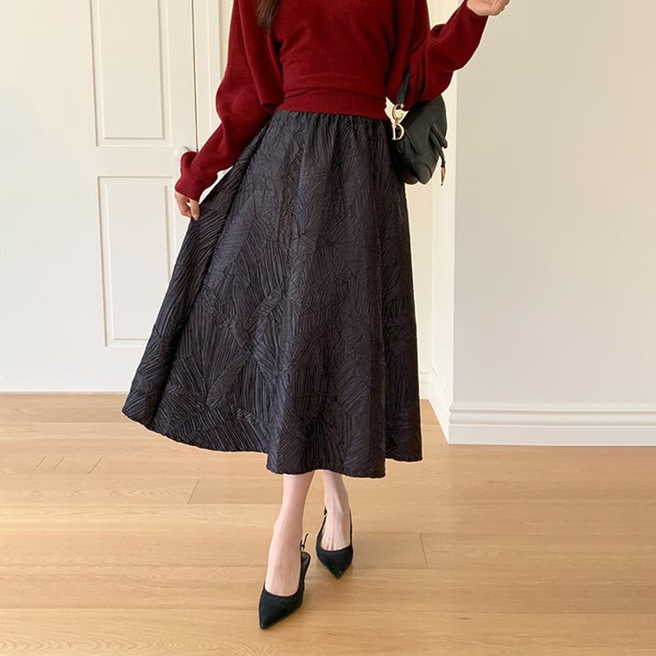 大人上品に着映えるジャガードスカート フレアスカート オフィスカジュアル | COCOMOMO | 詳細画像5 