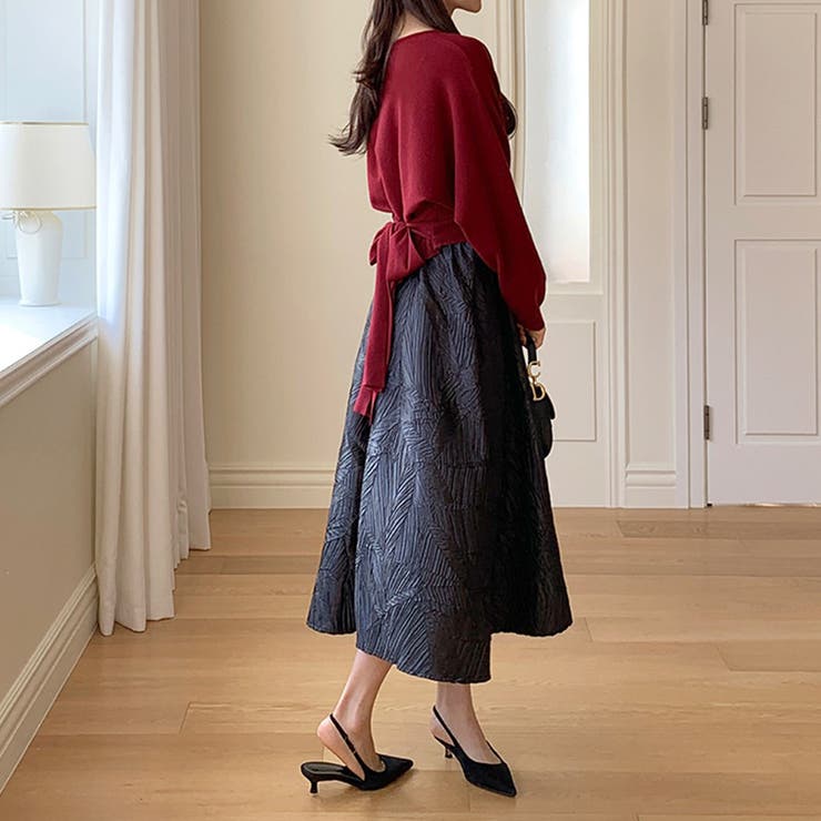 大人上品に着映えるジャガードスカート フレアスカート オフィスカジュアル | COCOMOMO | 詳細画像8 