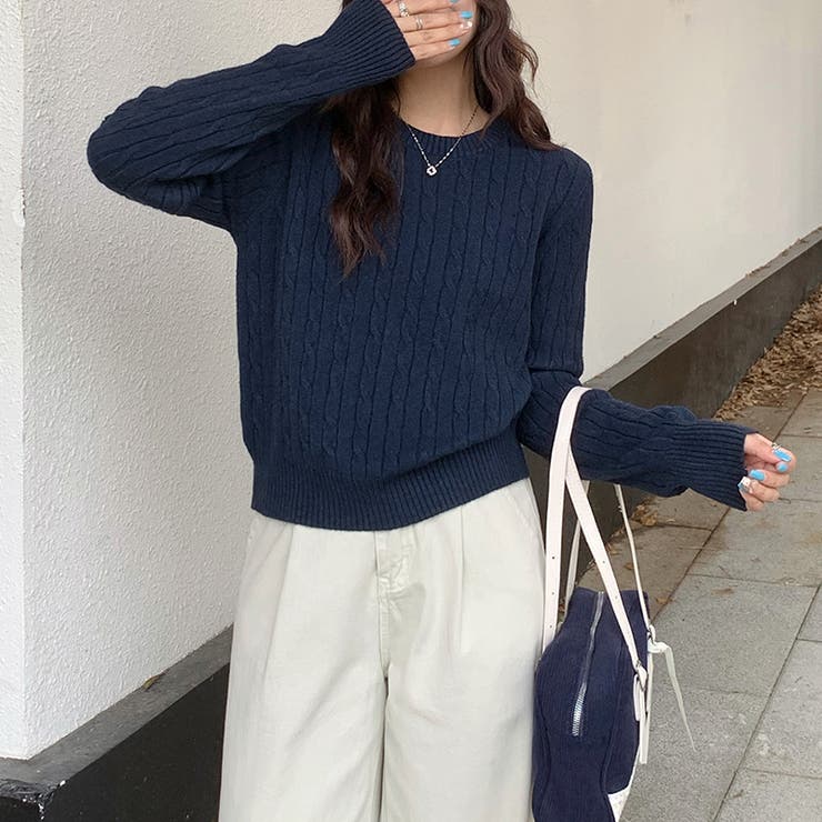 【11色展開】ケーブル編みニット ケーブルニット ニットセーター | COCOMOMO | 詳細画像16 