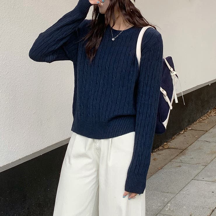 【11色展開】ケーブル編みニット ケーブルニット ニットセーター | COCOMOMO | 詳細画像17 