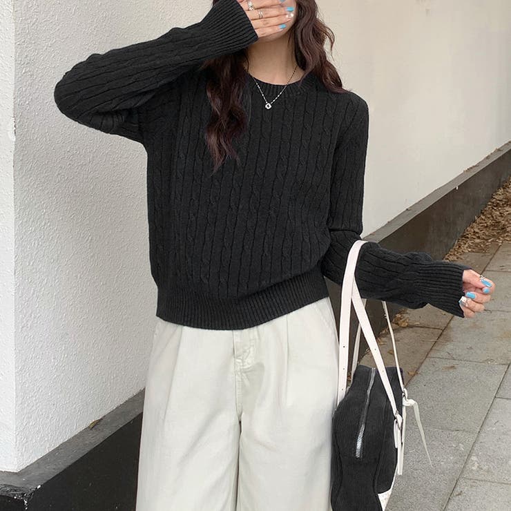 【11色展開】ケーブル編みニット ケーブルニット ニットセーター | COCOMOMO | 詳細画像22 