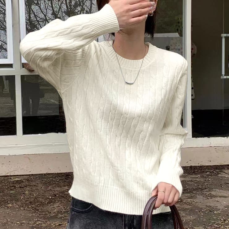 【11色展開】ケーブル編みニット ケーブルニット ニットセーター | COCOMOMO | 詳細画像6 