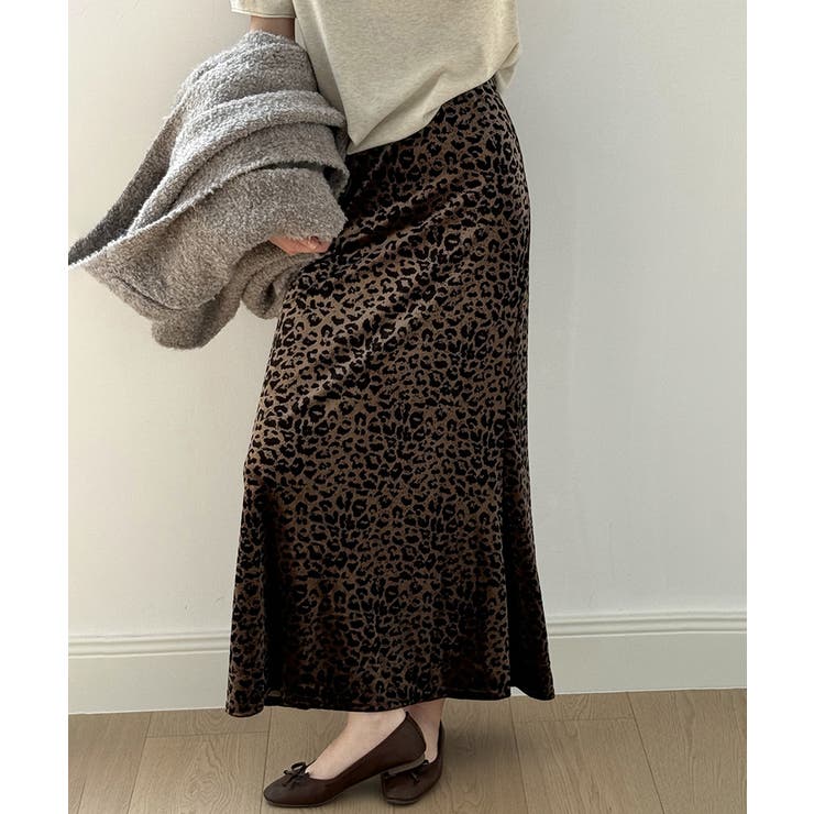 レオパードベロアスカート ベロアスカート ヒョウ柄スカート | COCOMOMO | 詳細画像10 