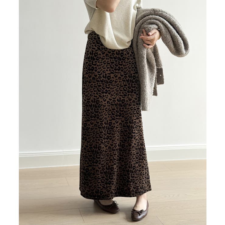 レオパードベロアスカート ベロアスカート ヒョウ柄スカート[品番