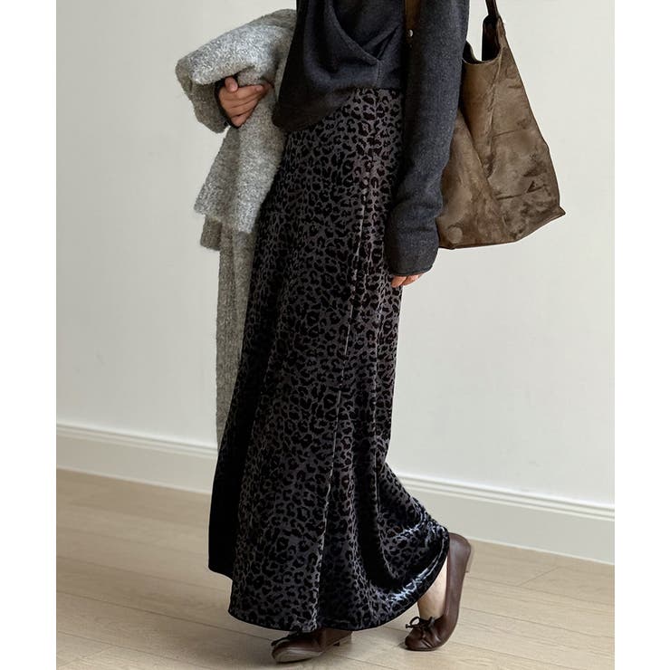 レオパードベロアスカート ベロアスカート ヒョウ柄スカート | COCOMOMO | 詳細画像14 