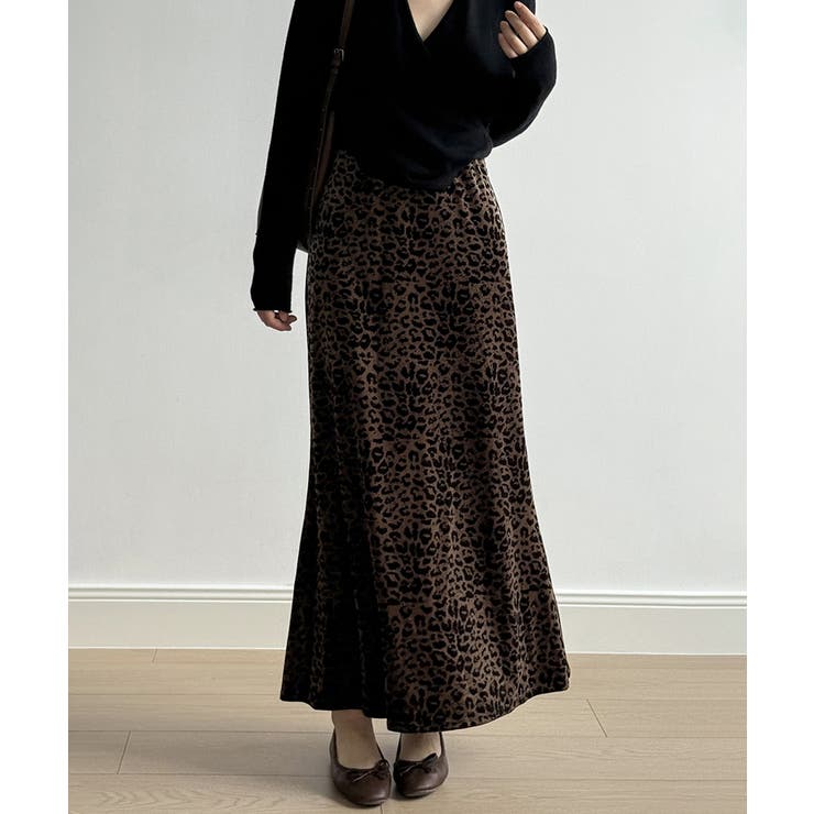 レオパードベロアスカート ベロアスカート ヒョウ柄スカート | COCOMOMO | 詳細画像7 