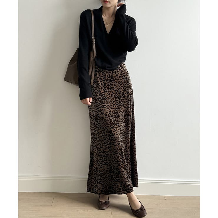 レオパードベロアスカート ベロアスカート ヒョウ柄スカート[品番