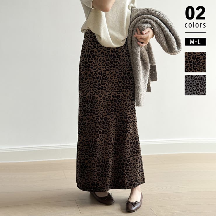 レオパードベロアスカート ベロアスカート ヒョウ柄スカート[品番