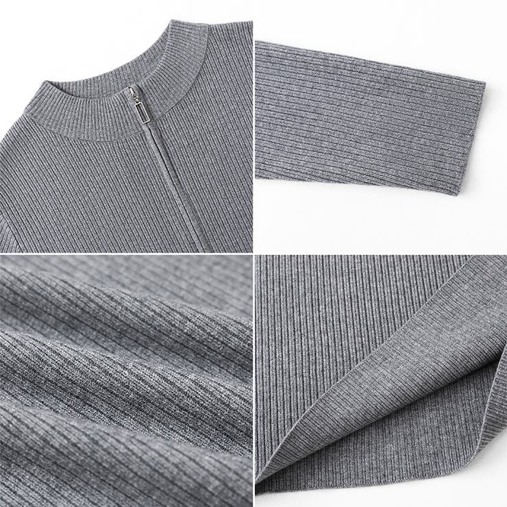 ハーフジップワンピース ニットワンピース リブニット | COCOMOMO | 詳細画像27 