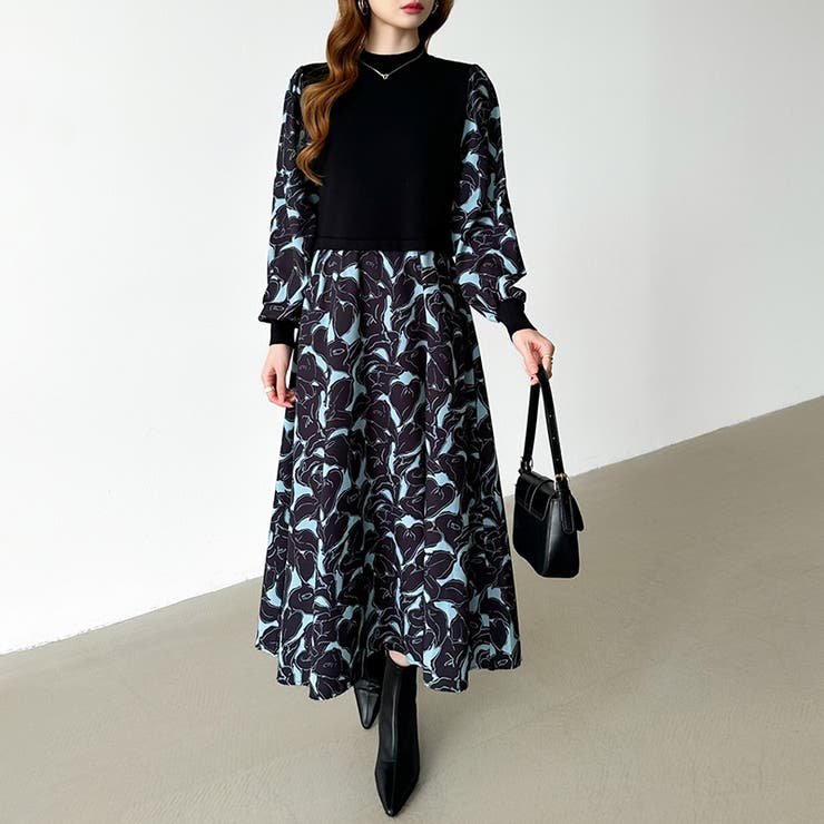 ボタニカル柄ドッキングワンピース ドッキングワンピース オフィスカジュアル | COCOMOMO | 詳細画像2 