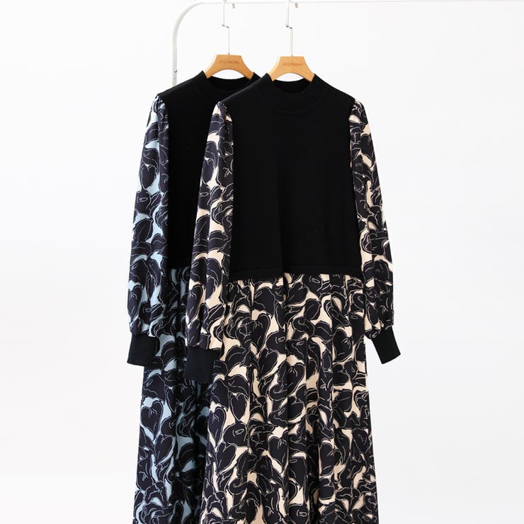 ボタニカル柄ドッキングワンピース ドッキングワンピース オフィスカジュアル | COCOMOMO | 詳細画像20 