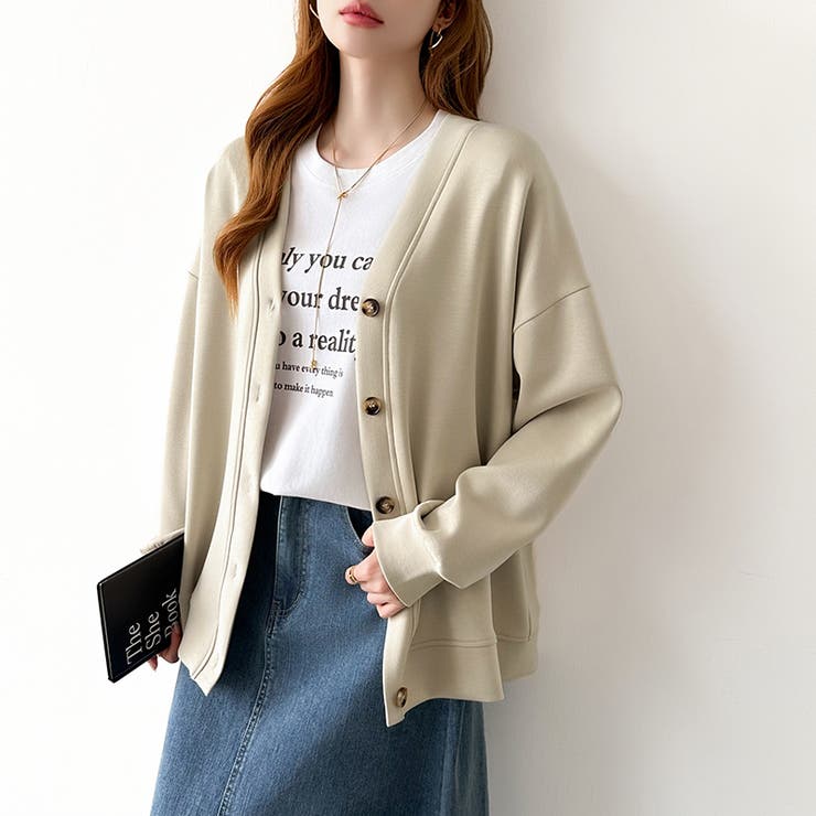 きれい見えでもラク。今欲しいポンチカーデ ドロップショルダー カーディガン | COCOMOMO | 詳細画像4 