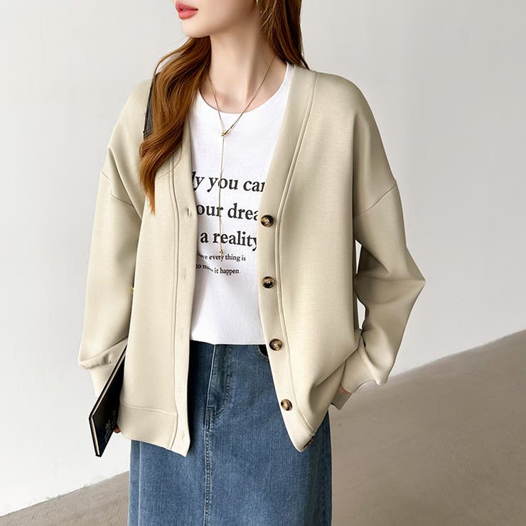 きれい見えでもラク。今欲しいポンチカーデ ドロップショルダー カーディガン | COCOMOMO | 詳細画像5 