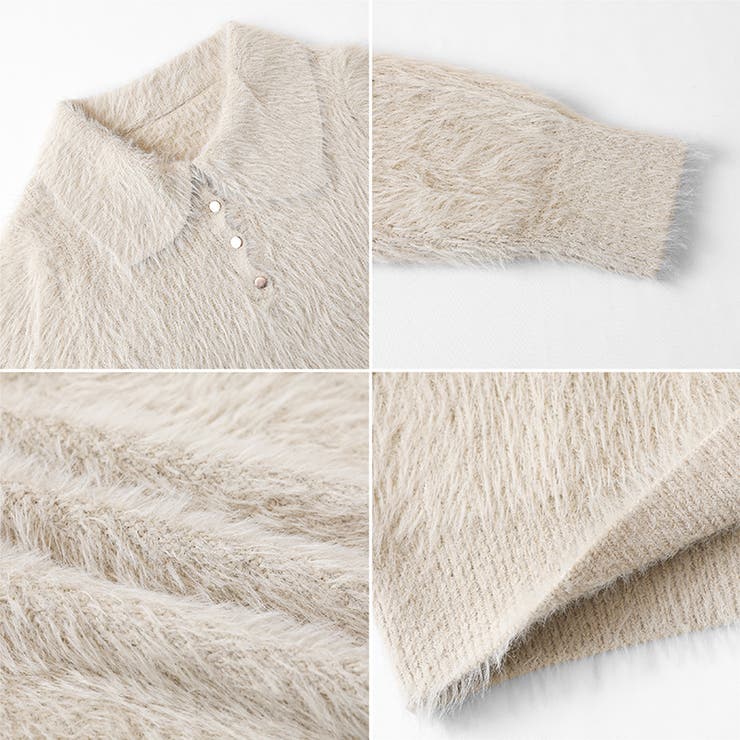 ふわふわシャギーポロニット シャギーニット 韓国ファッション | COCOMOMO | 詳細画像12 