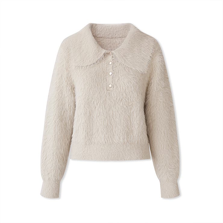 ふわふわシャギーポロニット シャギーニット 韓国ファッション | COCOMOMO | 詳細画像15 