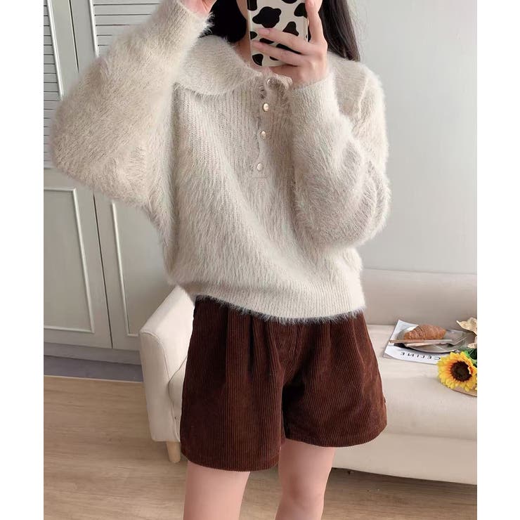 ふわふわシャギーポロニット シャギーニット 韓国ファッション | COCOMOMO | 詳細画像6 