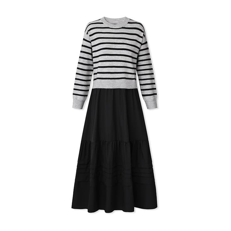 ボーダーニットドッキングワンピース ワンピース ティアードワンピース | COCOMOMO | 詳細画像24 