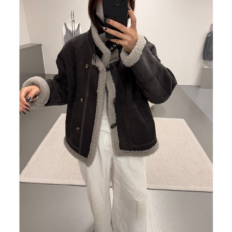 ムートンボアジャケット フェイクムートン ボアジャケット | COCOMOMO | 詳細画像17 