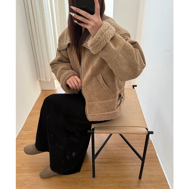 ビッグカラームートンジャケット フェイクムートン ボアジャケット | COCOMOMO | 詳細画像10 