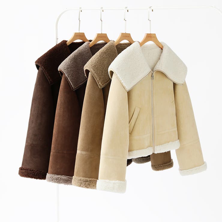 ビッグカラームートンジャケット フェイクムートン ボアジャケット | COCOMOMO | 詳細画像24 