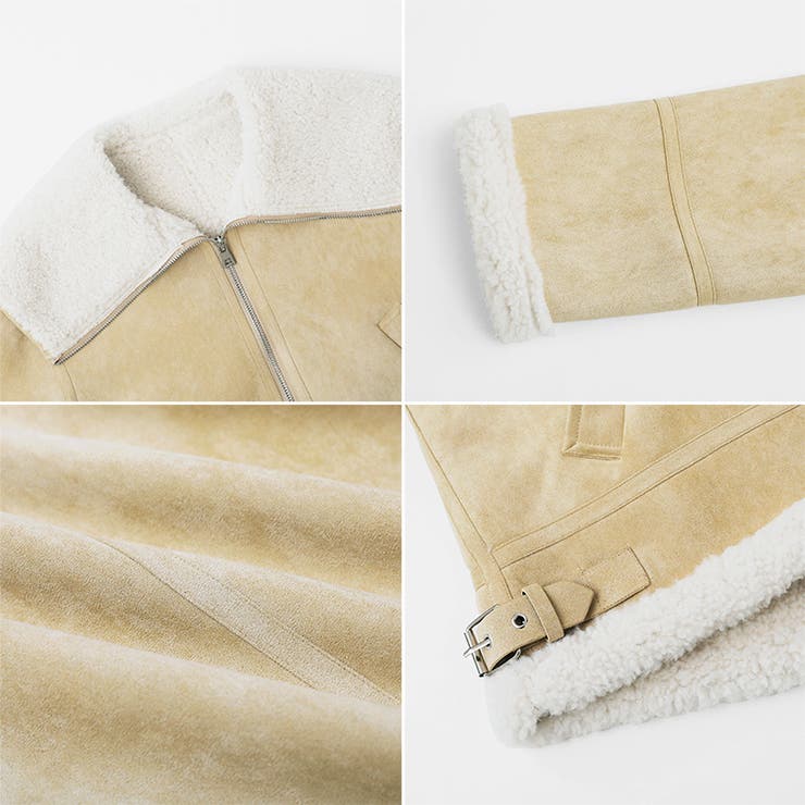 ビッグカラームートンジャケット フェイクムートン ボアジャケット | COCOMOMO | 詳細画像25 