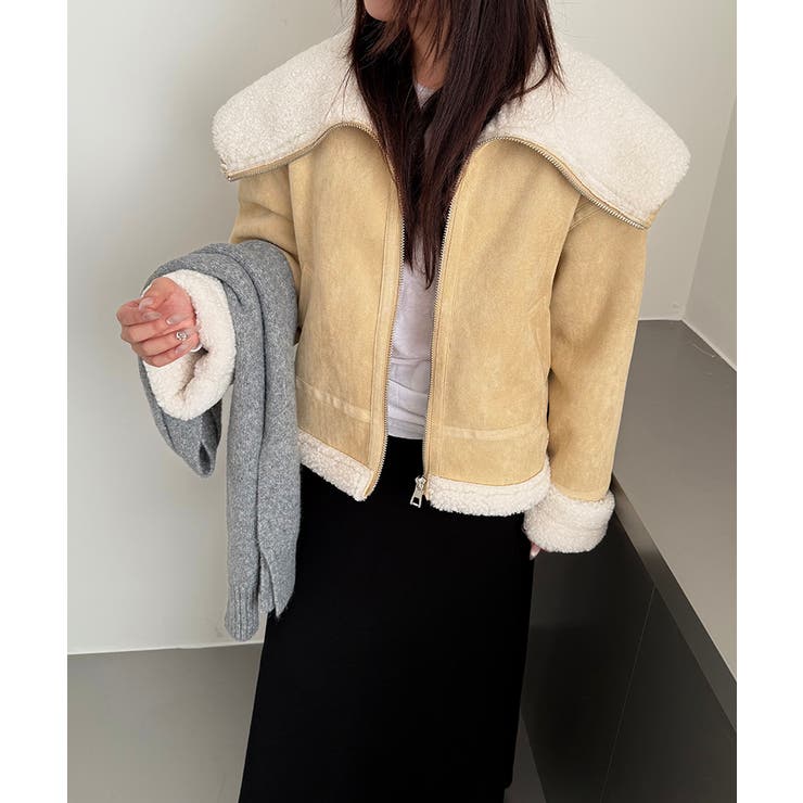 ビッグカラームートンジャケット フェイクムートン ボアジャケット | COCOMOMO | 詳細画像6 