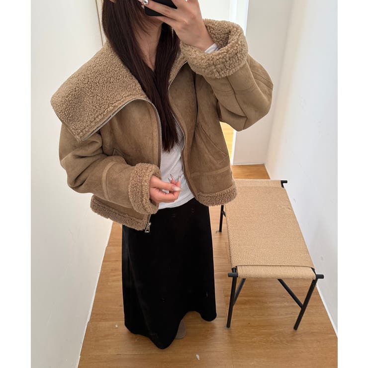 ビッグカラームートンジャケット フェイクムートン ボアジャケット | COCOMOMO | 詳細画像9 