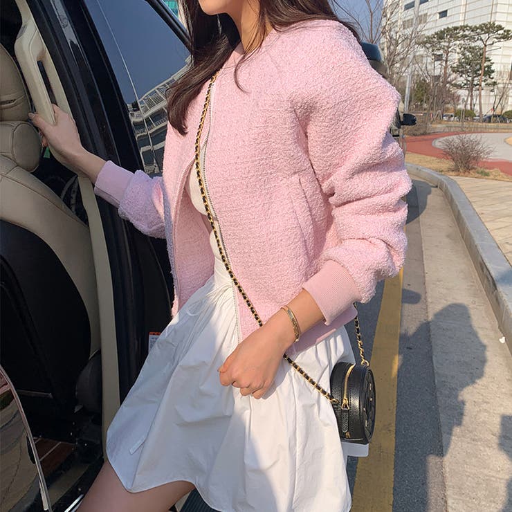 ツイードブルゾン ノーカラージャケット ブルゾン | COCOMOMO | 詳細画像11 