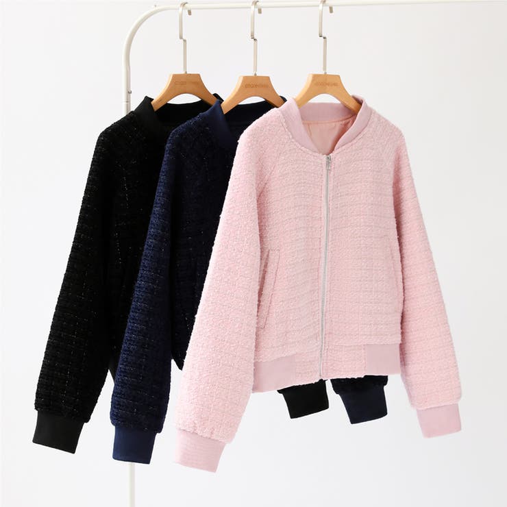 ツイードブルゾン ノーカラージャケット ブルゾン | COCOMOMO | 詳細画像27 