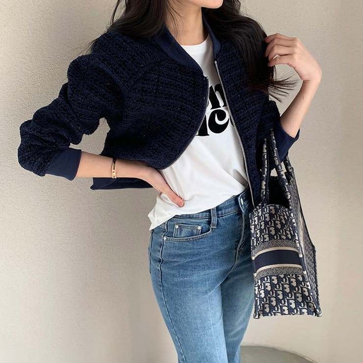 ツイードブルゾン ノーカラージャケット ブルゾン | COCOMOMO | 詳細画像2 