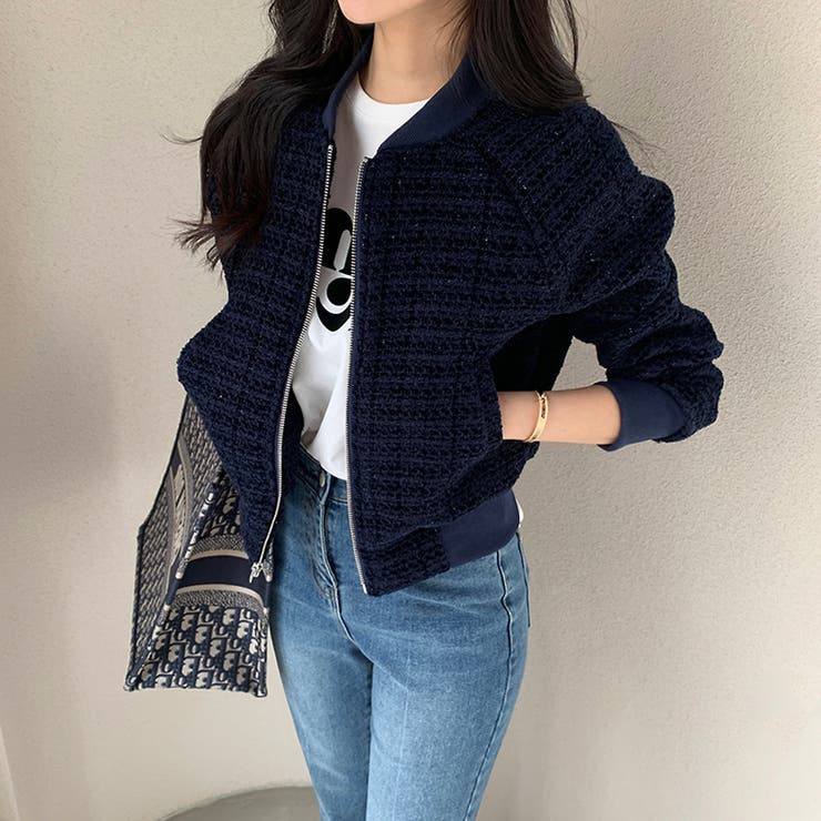 ツイードブルゾン ノーカラージャケット ブルゾン | COCOMOMO | 詳細画像4 