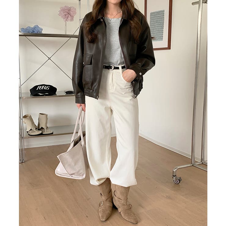 フェイクレザージャケット アウター ブルゾン | COCOMOMO | 詳細画像18 