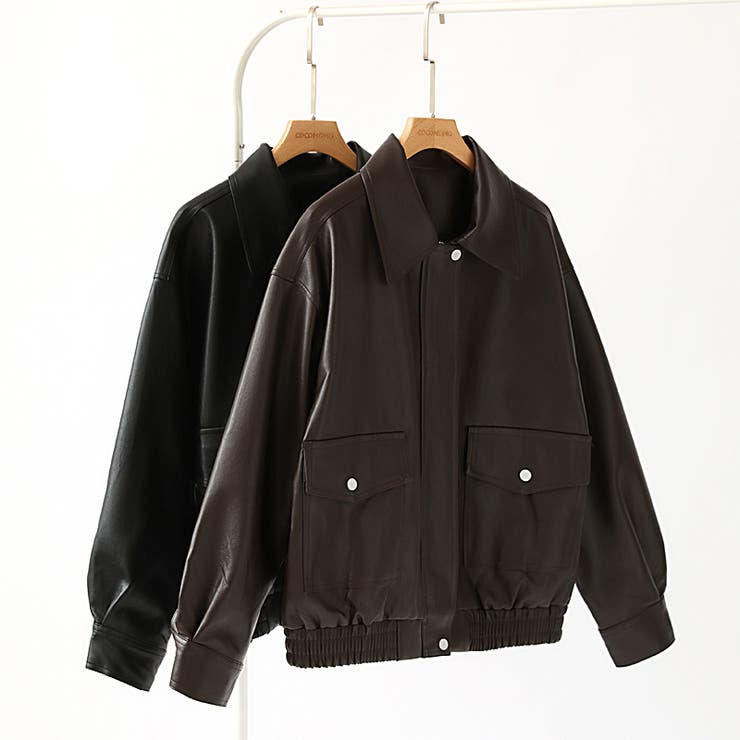 フェイクレザージャケット アウター ブルゾン | COCOMOMO | 詳細画像19 