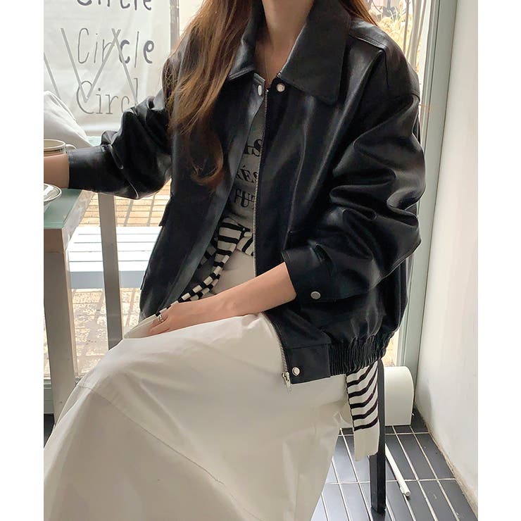 フェイクレザージャケット アウター ブルゾン | COCOMOMO | 詳細画像8 