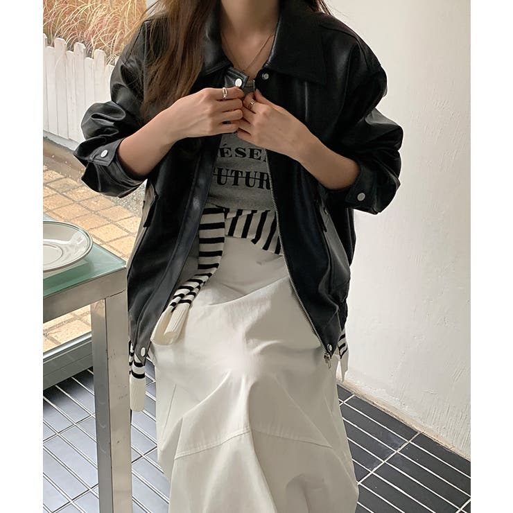 フェイクレザージャケット アウター ブルゾン | COCOMOMO | 詳細画像9 