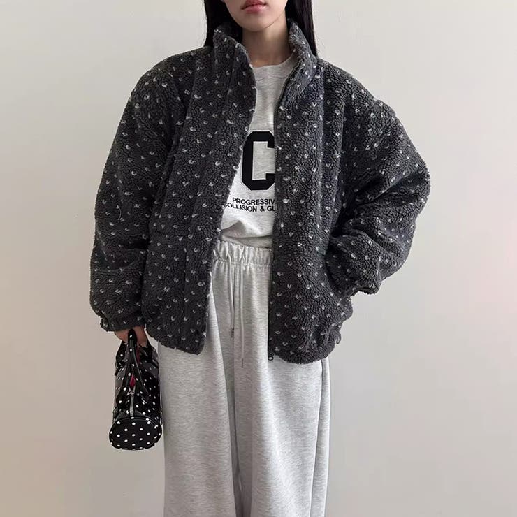 ドットボアジャケット ボアジャケット ブルゾン[品番：COCW0006681