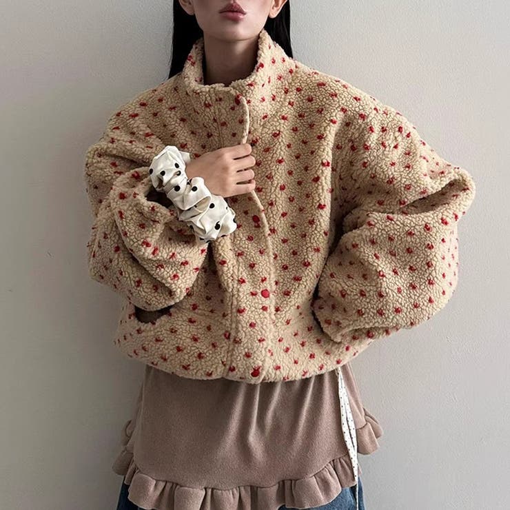 ドットボアジャケット ボアジャケット ブルゾン | COCOMOMO | 詳細画像4 