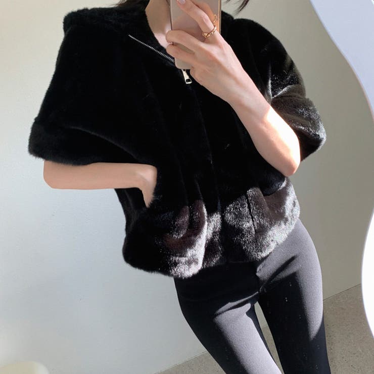 ふわふわフェイクファーブルゾン ショートブルゾン ファーコート | COCOMOMO | 詳細画像11 