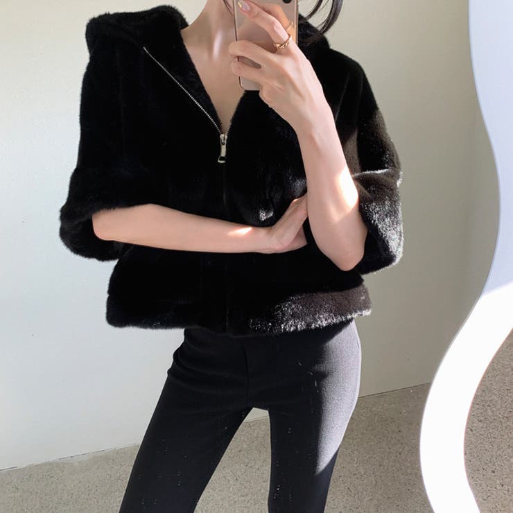 ふわふわフェイクファーブルゾン ショートブルゾン ファーコート | COCOMOMO | 詳細画像13 