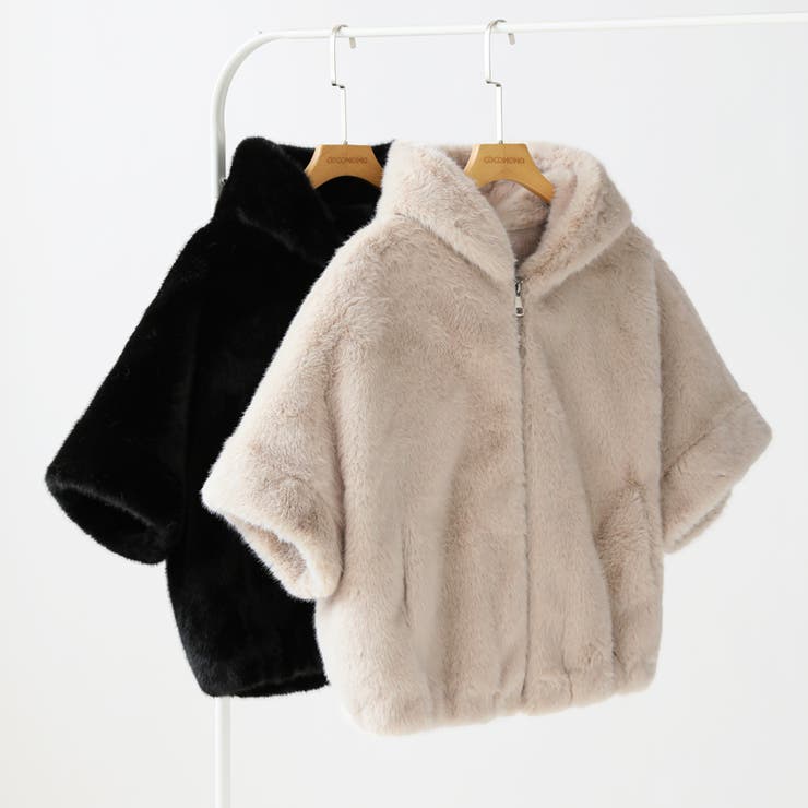 ふわふわフェイクファーブルゾン ショートブルゾン ファーコート | COCOMOMO | 詳細画像14 