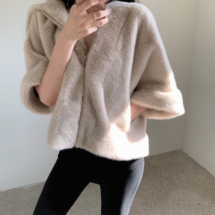 ふわふわフェイクファーブルゾン ショートブルゾン ファーコート | COCOMOMO | 詳細画像4 