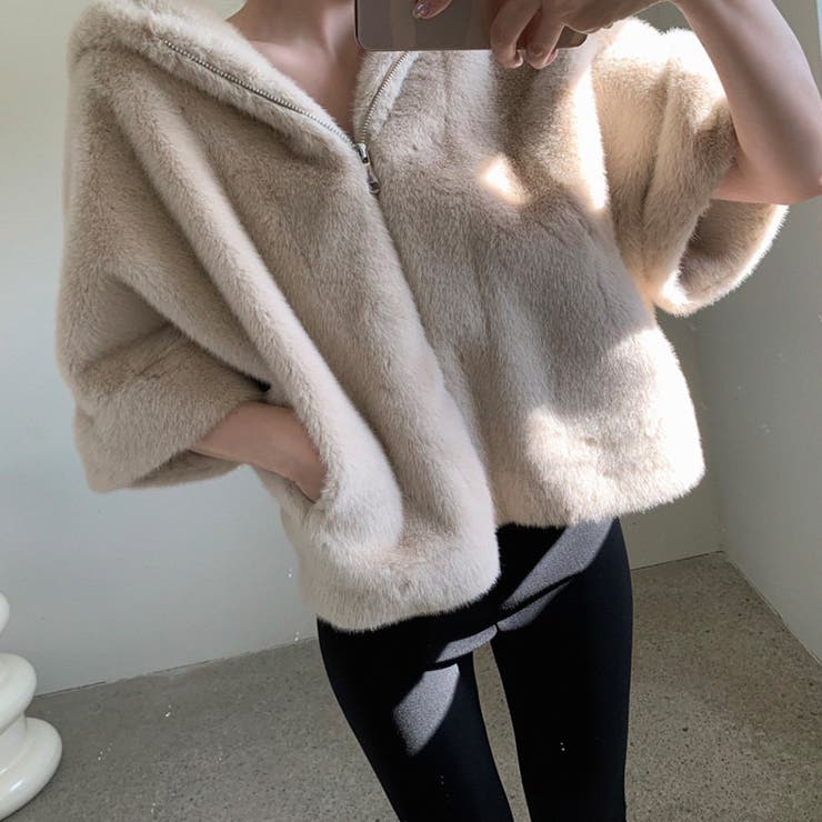 ふわふわフェイクファーブルゾン ショートブルゾン ファーコート | COCOMOMO | 詳細画像7 