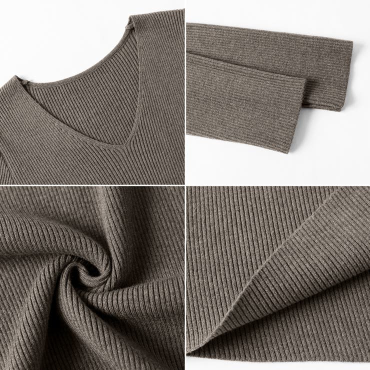 フレアニットワンピース フレアワンピース Vネックワンピース | COCOMOMO | 詳細画像36 