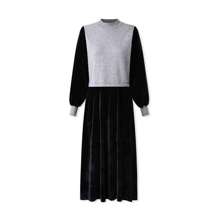 ベロアワンピース ドッキングワンピース オフィスカジュアル | COCOMOMO | 詳細画像24 