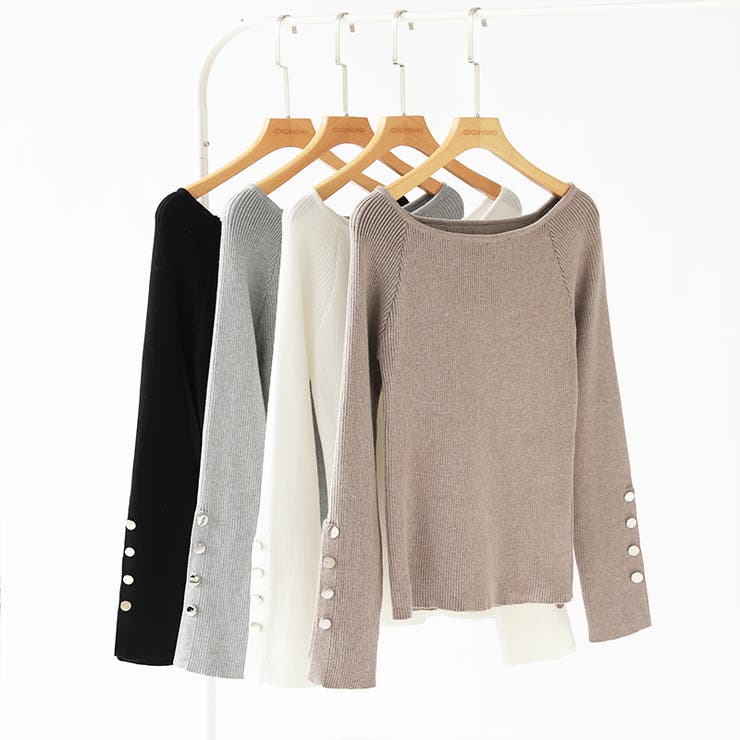 トレンドも兼ね備えたキレカジニット 袖ボタンニット リブニット | COCOMOMO | 詳細画像45 