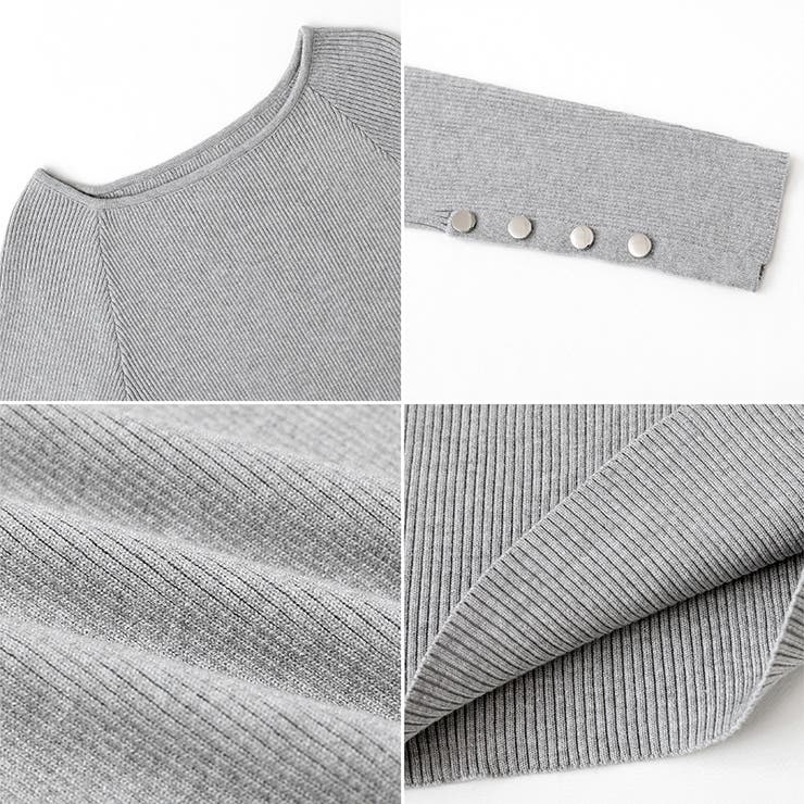 トレンドも兼ね備えたキレカジニット 袖ボタンニット リブニット | COCOMOMO | 詳細画像46 